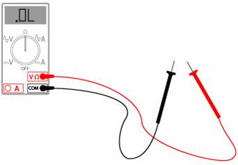 multimetru digital; circuit deschis (O.L.)